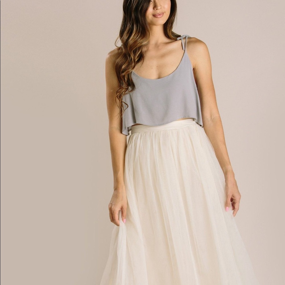 Morning Lavender Anabelle Tulle Skirt — Beige/Tan